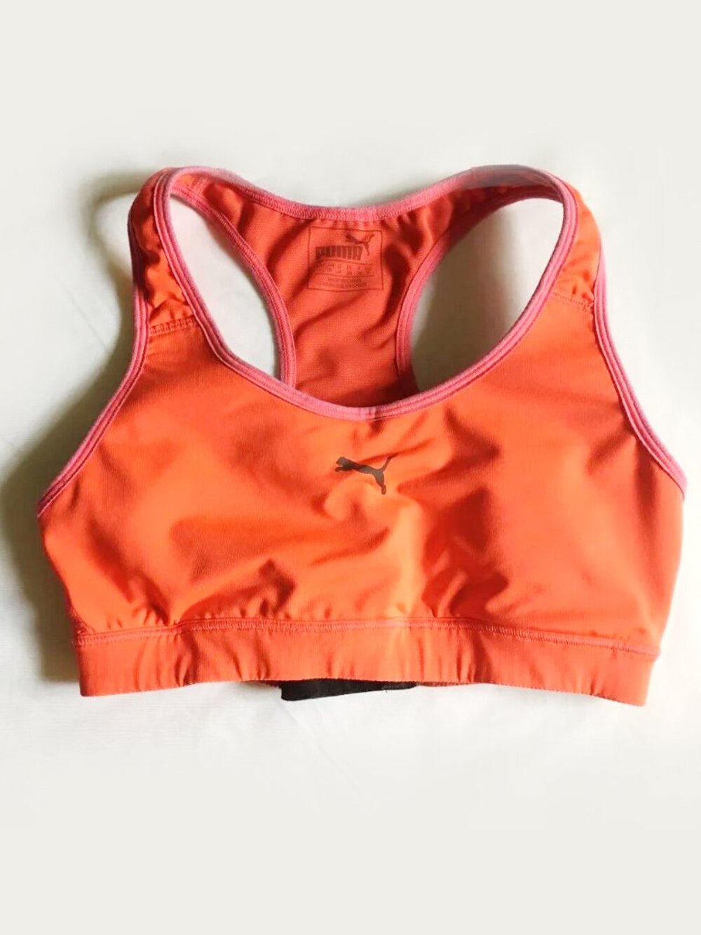 Puma Dry Cell Compression Racerback High Impact Sports Bra Neon Orange XS